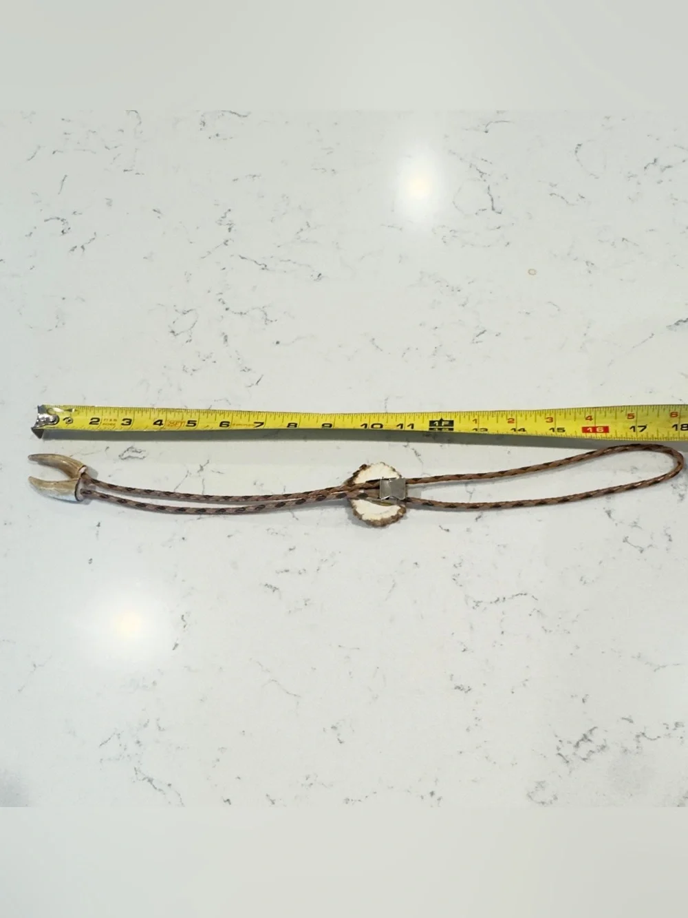 Vintage Bennett antler bolo tie natural elements brown tan ivory